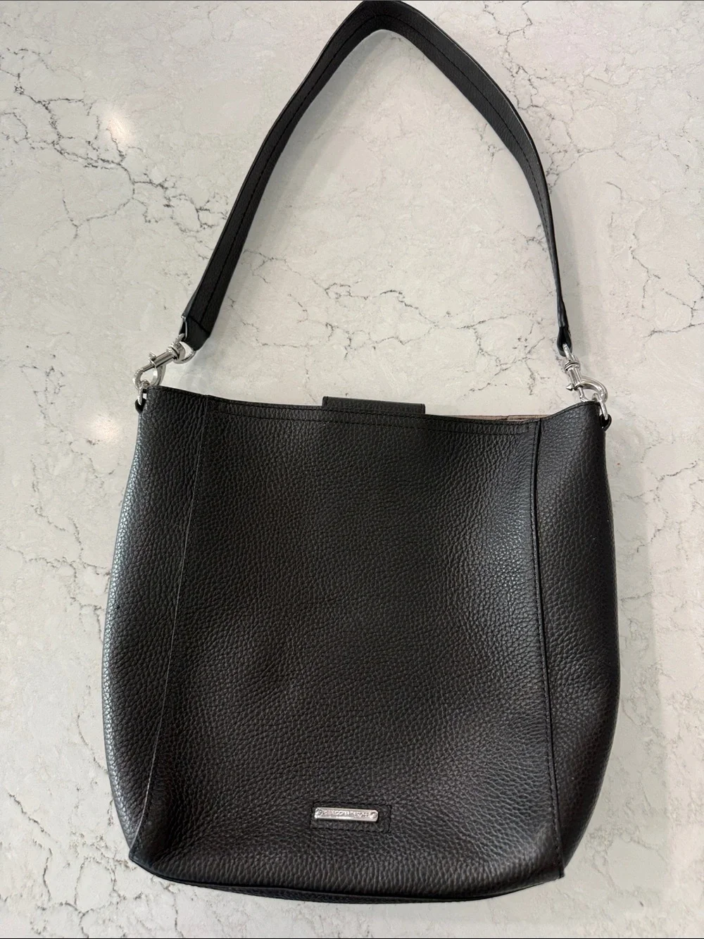 Rebecca Minkoff Black Pebbled Leather Studded Hobo Shoulder Bag